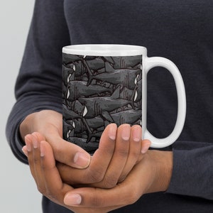 Basking Shark Mug, White glossy mug, Coffee Mug, Elasmobranch, aquarist, Gift, Marine Biologist