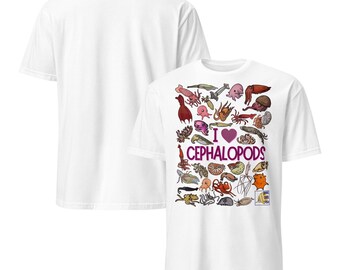 Shirt koppotigen, uniseks T-shirt met korte mouwen, inktvis, inktvis, inktvis, aquariaan, cadeau