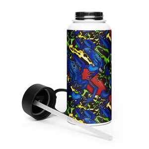 Dart Frog Water Bottle, Stainless steel water bottle with a straw lid, Gift, Amphibian, Keeper, Herpetologist