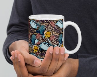 Jelly Mug, Jelly Coffee Cup, Jellyfish Mug, Jellyfish Coffee Cup, Jelly Gift, Jelly Aquarist, White glossy mug