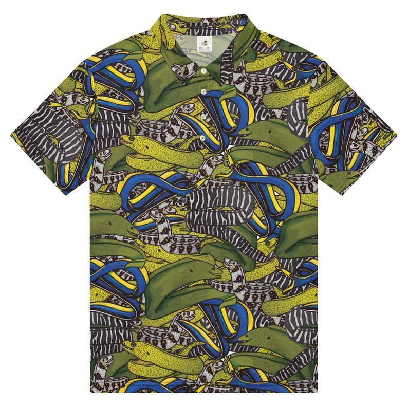 Slim Fit Eel Polo, Men’s slim fit polo, Moray eel, ribbon Eel, Aquarist Gift, Aquarium, Marine Biology