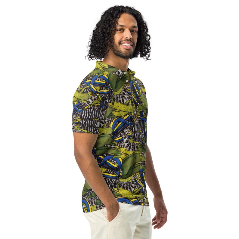 Slim Fit Eel Polo, Men’s slim fit polo, Moray eel, ribbon Eel, Aquarist Gift, Aquarium, Marine Biology