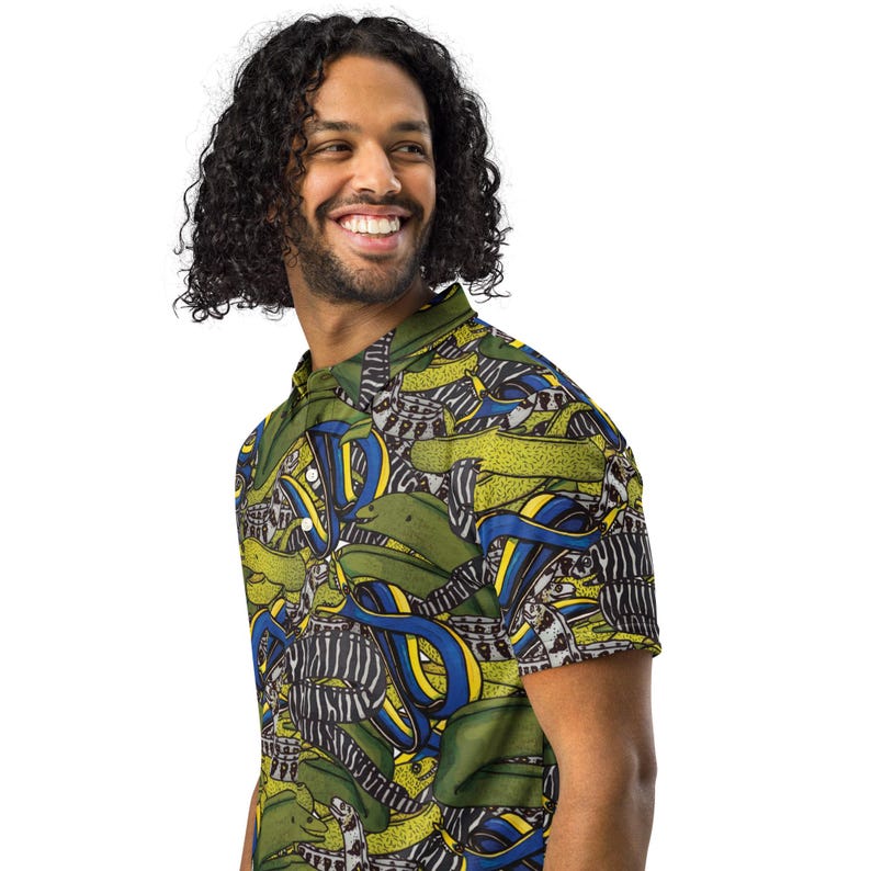 Slim Fit Eel Polo, Men’s slim fit polo, Moray eel, ribbon Eel, Aquarist Gift, Aquarium, Marine Biology