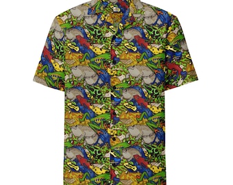 Frog Shirt, Unisex button shirt, Frog Gift, Amphibian, Herpetologist, zookeeper, dart frog, packman frog, tree frog, rain frog