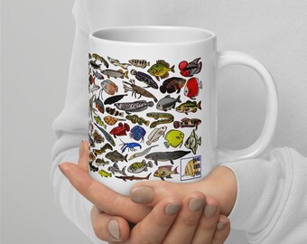 Freshwater Fish Mug, White glossy mug, Tropical Fish, Coffee Cup, Dang Cute Fish, Gift, Freshwater Aquarist