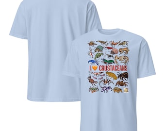 I love crustaceans, Short-Sleeve Unisex T-Shirt, gift, aquarist, marine biology, crab, shrimp, lobster