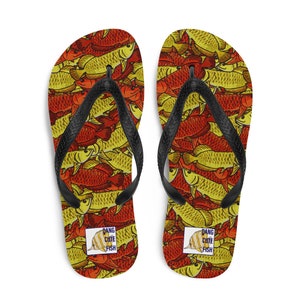 Arowana flip flops, Flip-Flops, gold arowana, Asian arowana