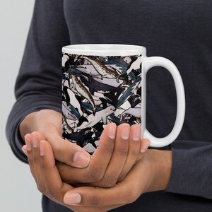 Cetacean mug, whale coffee cup, White glossy mug, commersons dolphin, beluga whale, narwhal