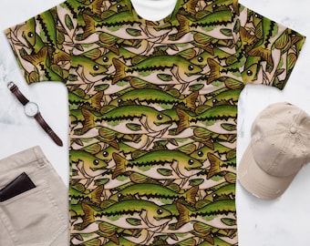 Camicia di persico trota, t-shirt da uomo, acqua dolce, regalo