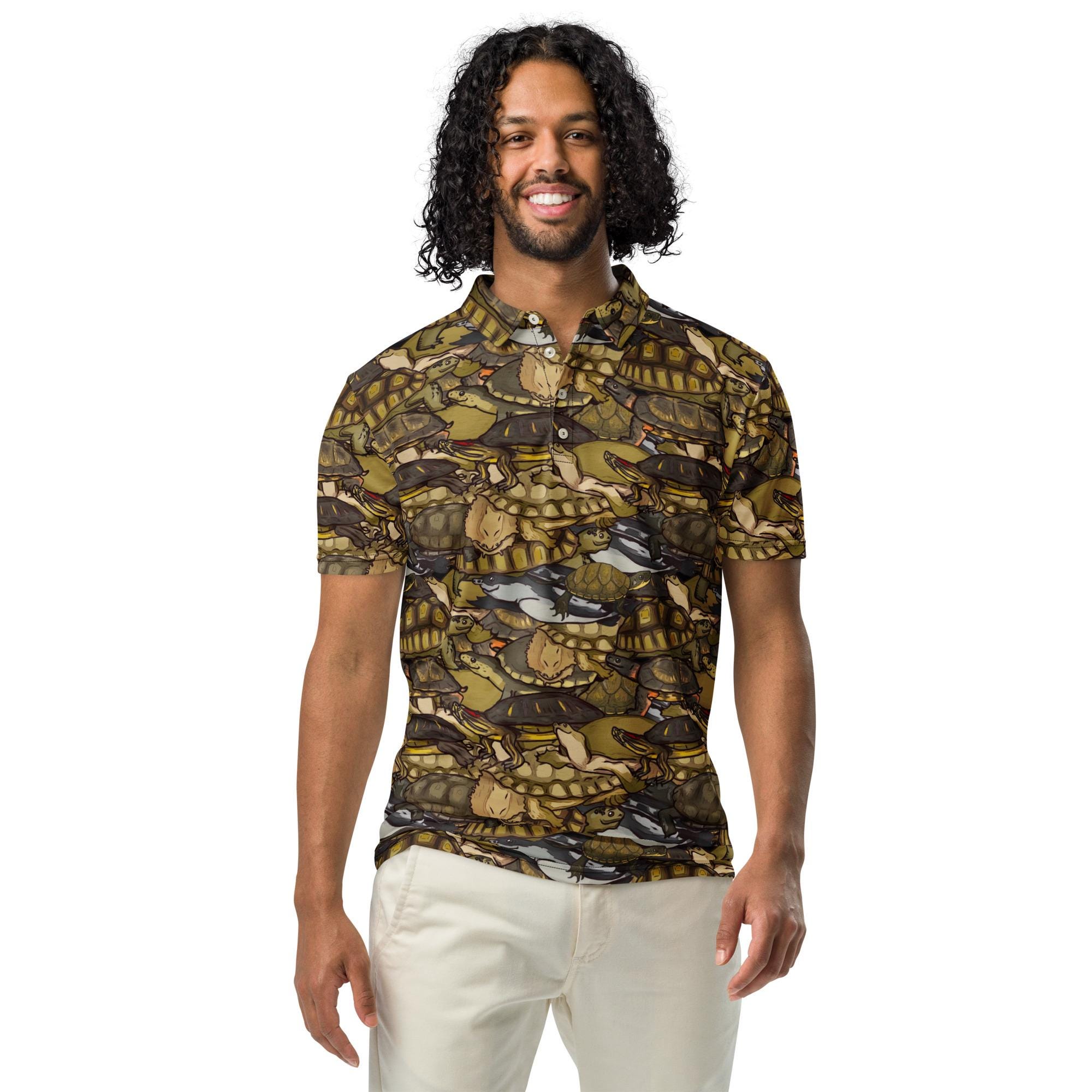 Slim Fit Turtle and Tortoise Polo, Men's Slim Fit Polo, Reptile
