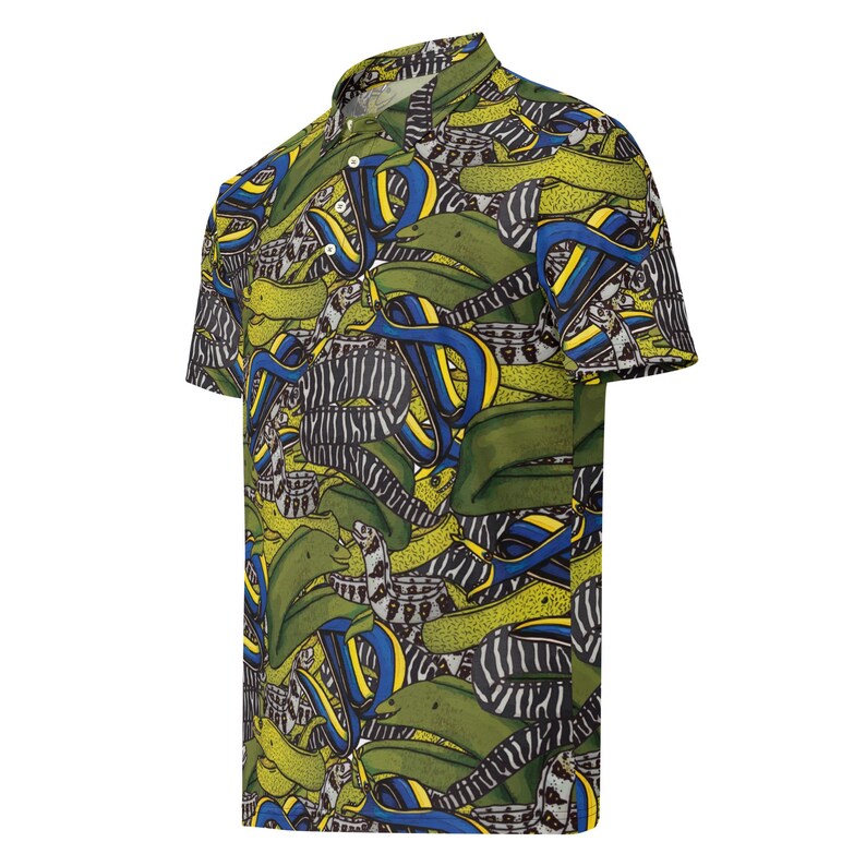 Slim Fit Eel Polo, Men’s slim fit polo, Moray eel, ribbon Eel, Aquarist Gift, Aquarium, Marine Biology