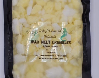 Highly Scented Wax Melt Crumbles to add some scent to your home or office. Scented in Lemon Creme.