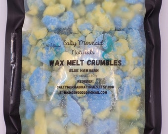 Highly Scented Wax Melt Crumbles to add some scent to your home or office. Scented in Blue Hawaiian Punch.