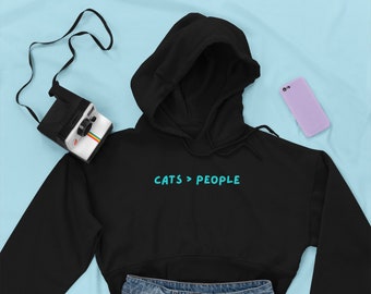 Cat People Crop Hoodie for Women | Cat Mom Cropped Hoodie | Cat Lover Hoodie | Cat Mom Sweatshirt | Gift for Cat Mom | Cat Lover Hoodie