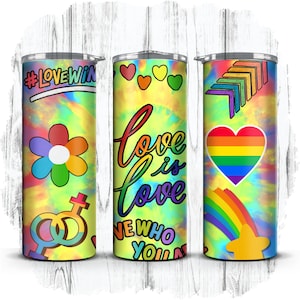 Amor é Amor, Orgulho Arco-Íris LGBT Lésbica Gay 20oz Skinny Straight Sublimação Tumbler Wrap | Download Digital Instantâneo | PNG SOMENTE [3]