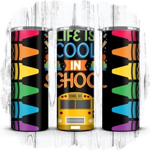 Ritorno a scuola, scuola, aula, pastelli, matita 20oz Skinny Straight Tumbler Wrap/sublimazione/download digitale istantaneo/solo PNG [1]