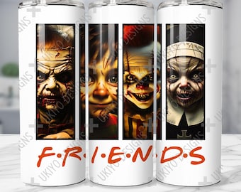 Horror Movie Characters 20oz Tumbler Wrap (PNG Digital Download)