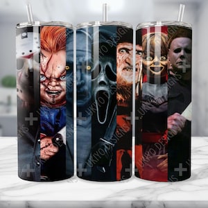 Horror Movie Inspired, Horror Lover, Scary, Spooky, Slasher, Creepy  20oz Skinny Straight Tumbler Wrap| Instant Download| PNG ONLY [4]