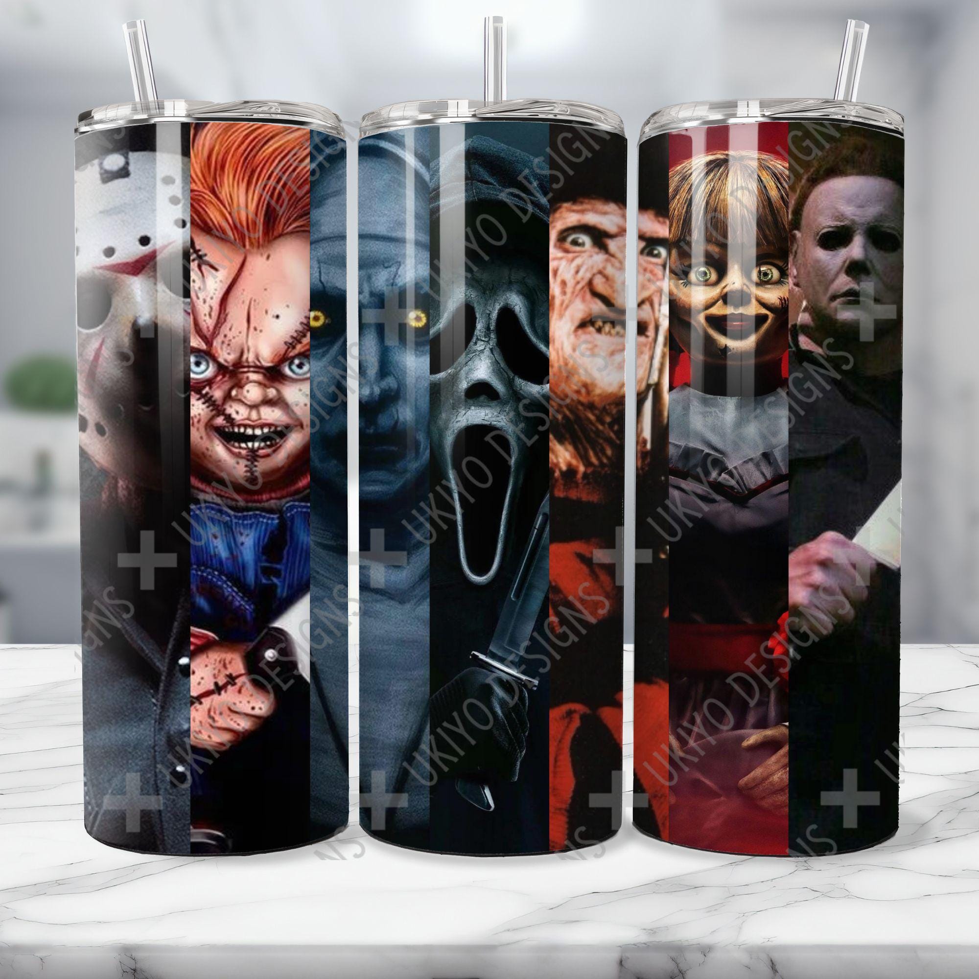 Horror Movie Inspired, Horror Lover, Scary, Spooky, Slasher, Creepy  20oz Skinny Straight Tumbler Wrap| Instant Download| PNG ONLY [4]