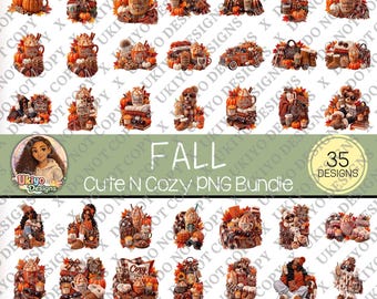 35 Fall Cute N Cozy PNG Bundle, Autumn Sublimation Designs, Sweater Weather Clipart, Pumpkin Spice PNG, Cozy Fall Digital Download