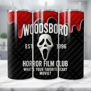 Ghostface Tumbler Wrap PNG | Woodsboro Horror Film Club Design (Digital Download) image 2