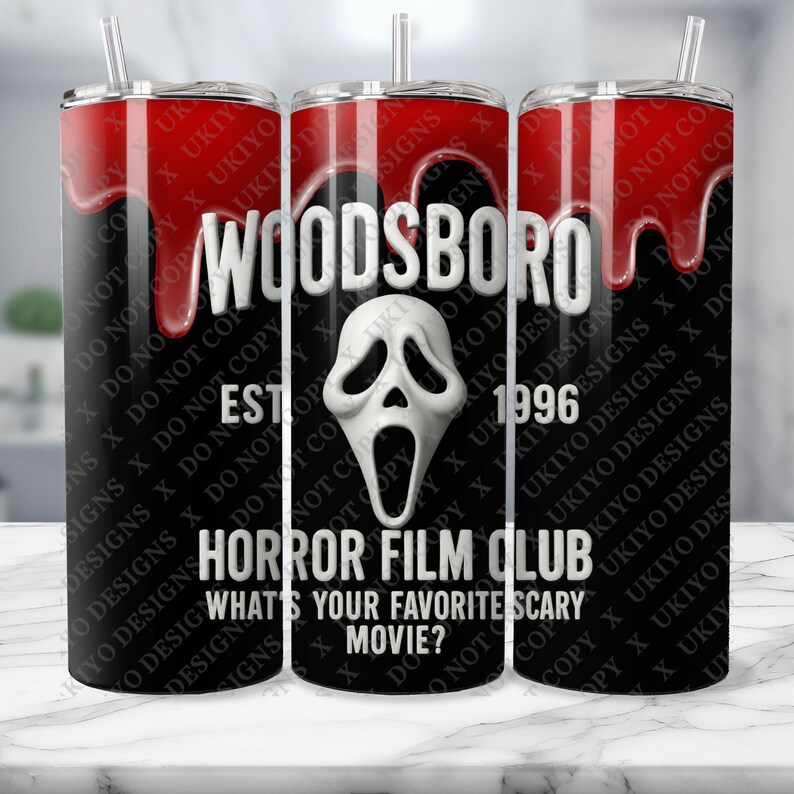 Ghostface Tumbler Wrap PNG | Woodsboro Horror Film Club Design (Digital Download) image 2