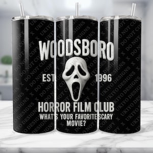 Ghostface Tumbler Wrap PNG | Woodsboro Horror Film Club Design (Digital Download) image 1