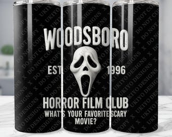 Ghostface Tumbler Wrap PNG | Woodsboro Horror Film Club Design (Digital Download)