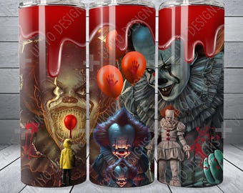 Horror Movie Clown 20oz Tumbler Wrap, Scary PNG (Digital Download)