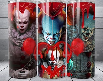 Horror Movie Clown 20oz Tumbler Wrap, PNG (Digital Download)