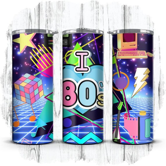 Retro 80s Skinny Tumbler Wrap Sublimation Design (Digital Download)