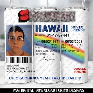 McLovin ID Tumbler Wrap, 20oz Skinny Straight Design (Digital Download)