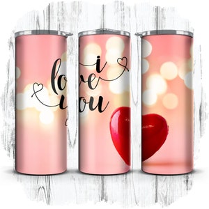 Amore, Ti amo, San Valentino, Speciale, Romantico Tumbler Wrap PNG, Tumbler sottile da 20 once, Design a sublimazione, Ukiyo Designs