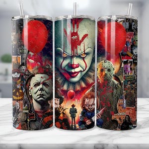 ハロウィン、ホラー、怖い、ホラーキャラクター、映画にインスパイアされた20オンススキニーストレートタンブラーラップ| 即時ダウンロード| PNGのみ [9]