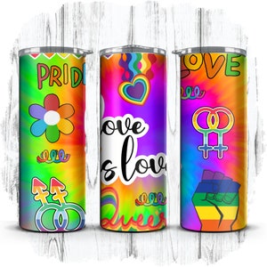 L'amour, c'est l'amour, la fierté, lesbiennes gays LGBT arc-en-ciel, 20 oz, emballage minceur droit à sublimation | Téléchargement numérique instantané | PNG UNIQUEMENT [4]