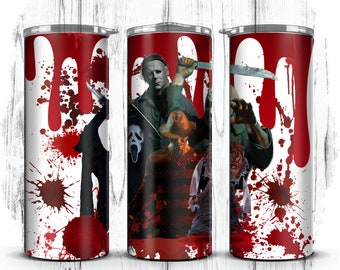 Horror Characters, Movie inspired, Scary, Spooky 20oz Skinny Straight Sublimation Tumbler Wrap | Instant Digital Download | PNG ONLY [5]