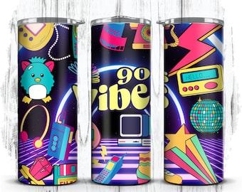 90er Jahre Vibe Tumbler Wrap, Retro Nostalgie, Skinny Tumbler Sublimation (PNG Digital Download)