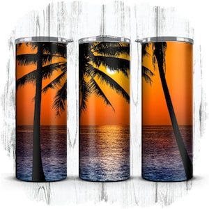 Strandzonsondergang, zomertijd, oceaantafereel, hemel met kleurverloop 20oz skinny rechte bekeromslagdoek| Sublimatie| Directe digitale download| ALLEEN PNG