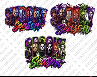 3 Spooky Season Horror PNGs, Halloween Villains (Digital Download)