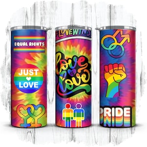 Amor é Amor, Orgulho Arco-Íris LGBT Lésbica Gay 20oz Skinny Straight Sublimação Tumbler Wrap | Download Digital Instantâneo | PNG SOMENTE -1