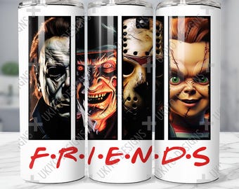 Horror Movie Friends 20oz Tumbler Wrap, Slasher Design (PNG Download)