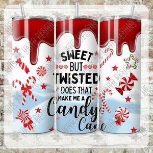 Dolce ma contorto, questo mi rende un bastoncino di zucchero, Natale 20 oz Skinny Straight Sublimation Tumbler Wrap / Download immediato / SOLO PNG [31]