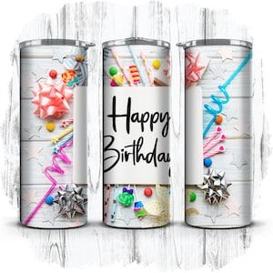 20 Wraps: Alles Gute zum Geburtstag, Feier 20 Unze Skinny Straight Sublimationsbecher Wrap Digitale Designs PNG [6]
