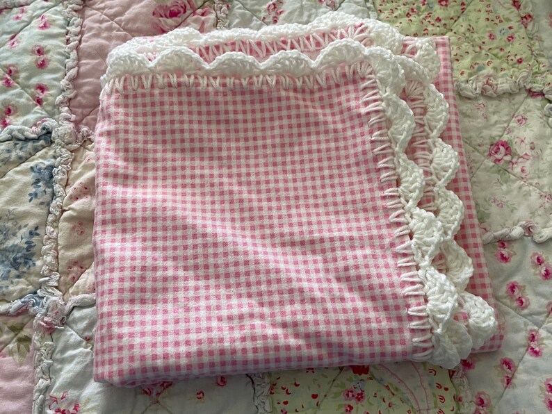 Flannel Baby Receiving Blanket, Pink and Blue, Stars, Dots, Checks