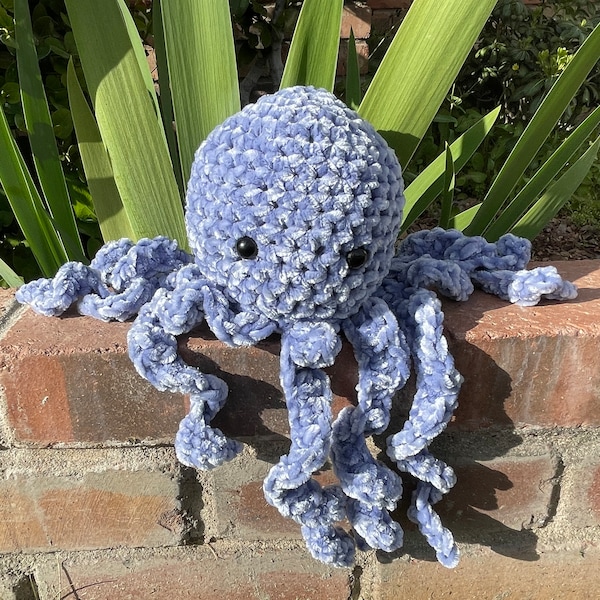 Handmade Crochet Octopus Plushie, Soft Velvet Amigurumi Octopus, Customizable
