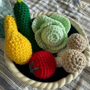 Handmade Crochet Vegetables, Amigurumi Veggies for Play Kitchen
