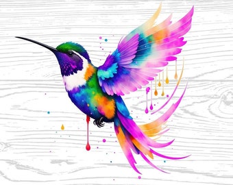Hummingbird Digital Download High Quality PNG JPG Animal Lover Watercolours Portrait Clipart Sublimation Design Download Commercial Use
