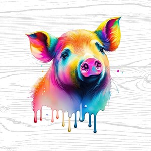 Pig PNG JPG High Quality Digital Download Pig Lovers Watercolor Portrait Clipart Sublimation Design Download Commercial Use