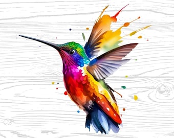 Hummingbird PNG JPG High Quality Digital Download Animal Lover Watercolor Portrait Clipart Sublimation Design Download Commercial Use