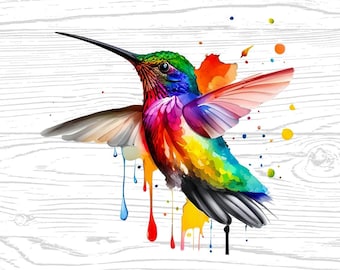 Hummingbird PNG JPG High Quality Digital Download Animal Lover Watercolor Portrait Clipart Sublimation Design Download Commercial Use